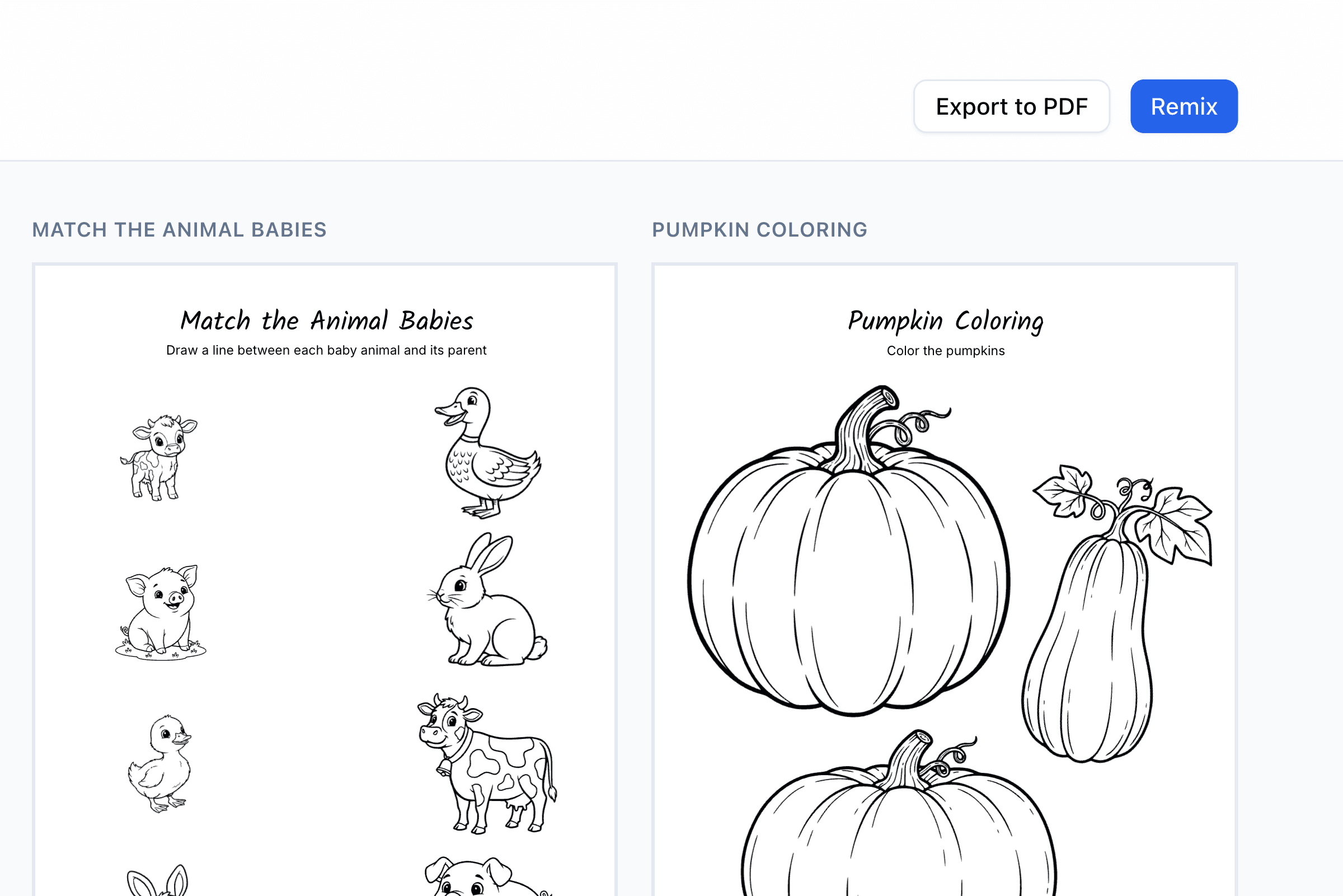 Remixing a worksheet from the library